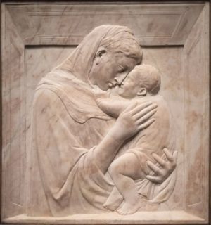 Donatello, Pazzi-Madonna, c. 1422, marble, 74.5 x 73 x 6.5 cm, Bode Museum, Berlin (inv. 51)