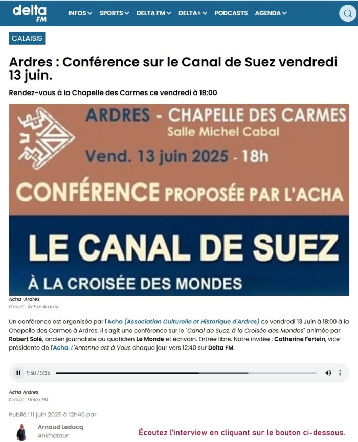 annonce conference canal suez delta fm